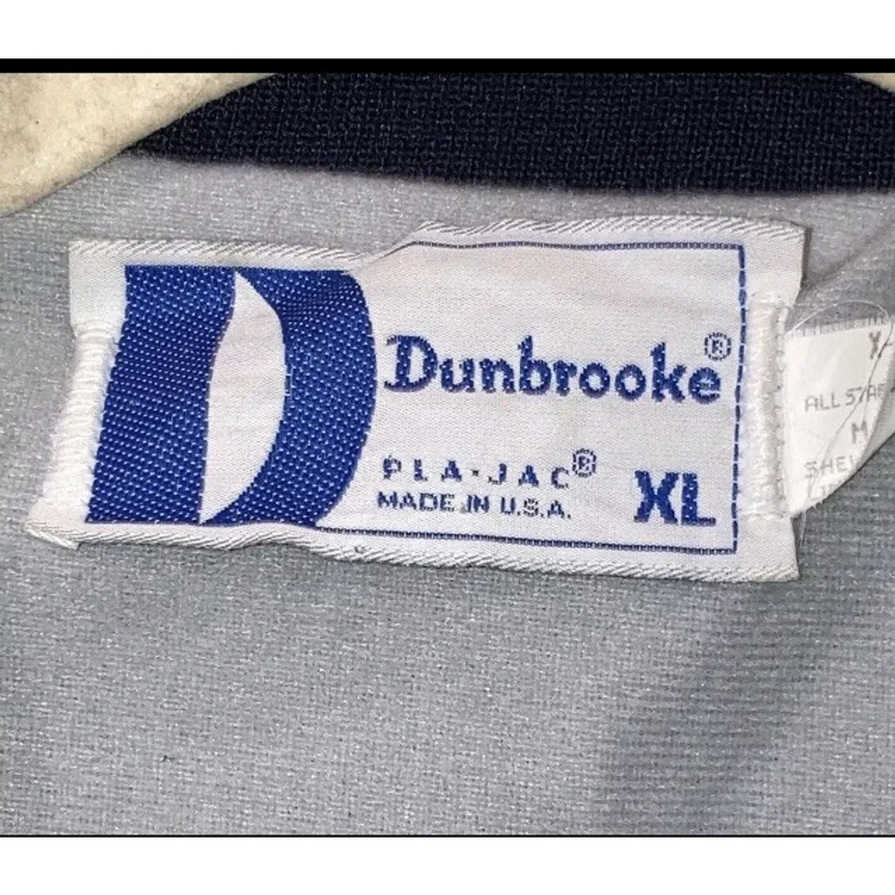 Vintage First of America Bank Banker Satin Jacket Bomber Blue Dunbrooke Men’s XL
